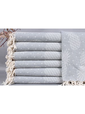 Peştemal 95X165 cm /035 gr Gri Hafif Pamuk Peştemal Tatil Peştemalsu Piknik Peştemal