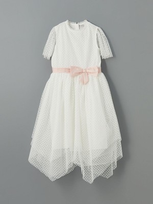 Fiyonk Detaylı Tül Kız Çocuk Abiye Elbise  (S5)