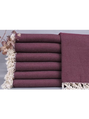 Peştemal Bordo Plaj Peştemali 95X160 cm Pamuk Peştemal Şık Şal Sarong Peştemal