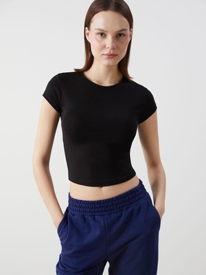 Bisiklet Yaka Kadın Crop  (S5)