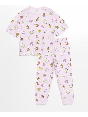 Bisiklet Yaka Kız Çocuk Pijama Takımı  (S5)