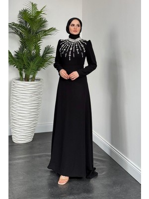 Emanuela Kuyruklu Krep Abiye Siyah