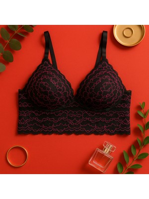 Dantel Kaplı Telsiz Balensiz Ped'li Büstiyer Bralet Sütyen