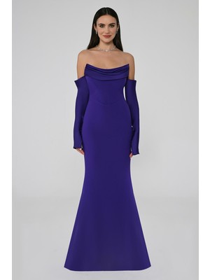 Alfa Beta Straplez Kollu Balık Kesim Uzun Abiye Elbise 2246613