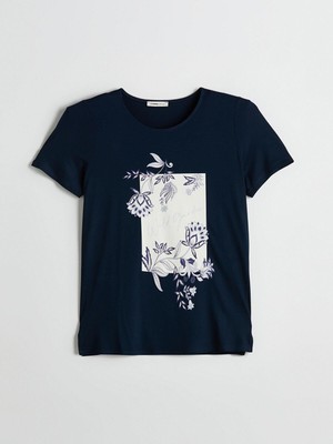 Lcw Grace  Bisiklet Yaka Baskılı Kadın Tişört  (S5)