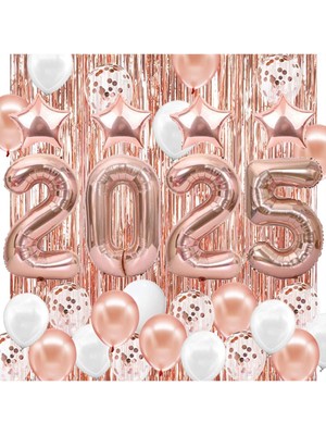 2025 Temalı Rose Gold Renkli Lüks Mezuniyet Kutlama Seti