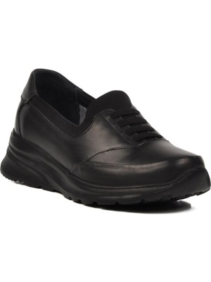 Siyah  Deri Kadın Günlük Ayakkabı 0044 Z