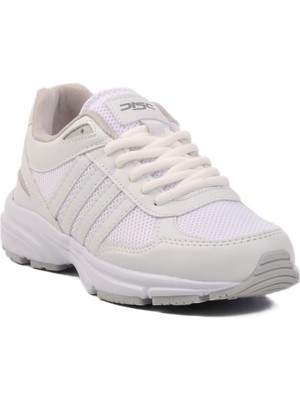 Buz Beyaz Fileli Hafif Unisex Spor Ayakkabı Disc G