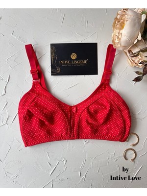 Liza Puantiye Desenli Pamuklu Penye Kalın Askılı Toparlayıcı Balensiz Desteksiz Rahat Sütyen