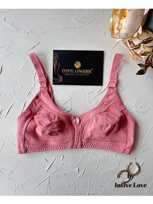 Liza Puantiye Desenli Pamuklu Penye Kalın Askılı Toparlayıcı Balensiz Desteksiz Rahat Sütyen