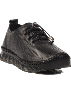 Siyah  Deri Kadın Günlük Ayakkabı 0003 Z