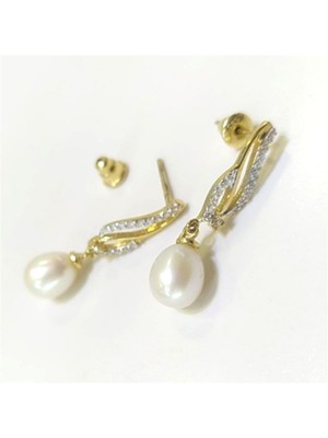 Inci Sallanan Küpe 14 Ayar Altın