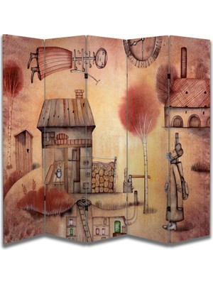 Motifli Özel Tasarım Paravan Room Divider 180 x 200 cm