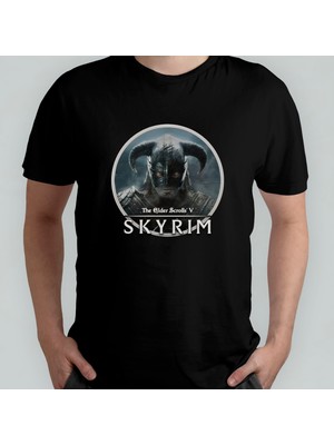 Pixxa The Elder Scrolls V Skyrim Unisex %100 Pamuklu Bisiklet Yaka T-Shirt Model 4