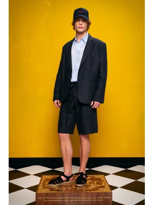 %100 Keten Kahverengi Ceket