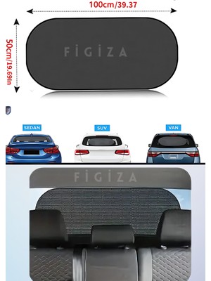 Figiza Vantuzlu Arka Cam Araç Güneşlik Perde Seti -100x50 cm, Katlanabilir, Pratik Araç Güneşliği - Bebekli Aileler Emzirme Perdesi

