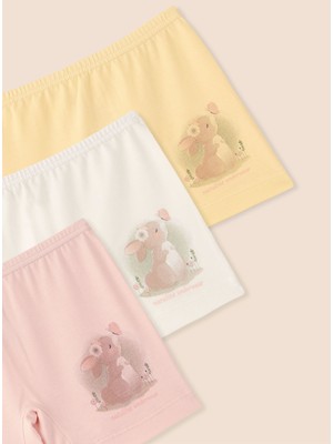Kız Çocuk Organik Pamuklu Likralı Boxer Rabbit 3'lü Paket
