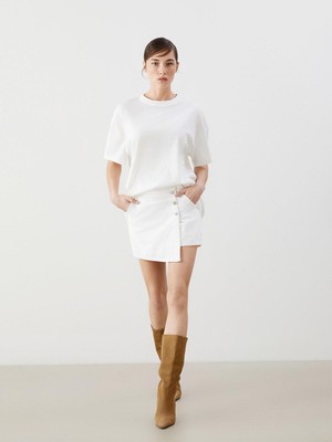 Lcw Jeans  Standart Fit Kadın Jean Şort Etek  (S5)