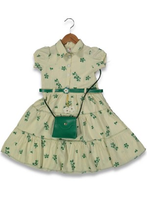 Kız Çocuk Çiçekli Baskılı Valonlu Elbise BGL-ST04445