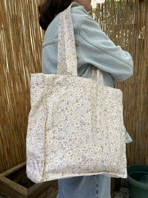 Papatya Desenli Bez Çanta