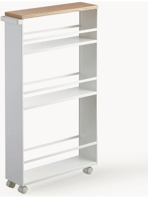 Kulplu Metal Saclı Servis ve Raf Arabası Beyaz