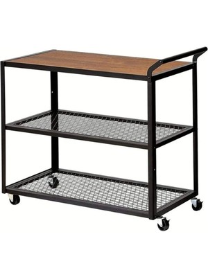 Metal Telli Servis ve Sunum Arabası Siyah