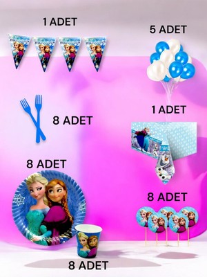 8 Kişilik Frozen Temalı L Paket - Doğum Günü Parti ve Eğlenceli Etkinlikler