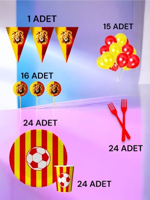 24 Kişilik Kırmızı Sarı Taraftar M Paket - Doğum Günü Parti ve Eğlenceli Etkinlikler