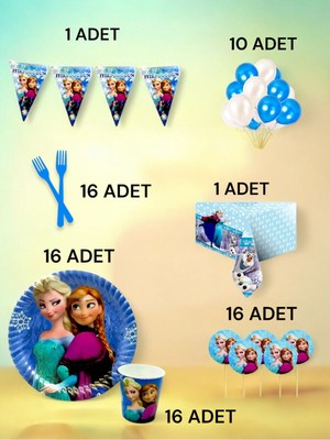16 Kişilik Frozen Temalı L Paket - Doğum Günü Parti ve Eğlenceli Etkinlikler