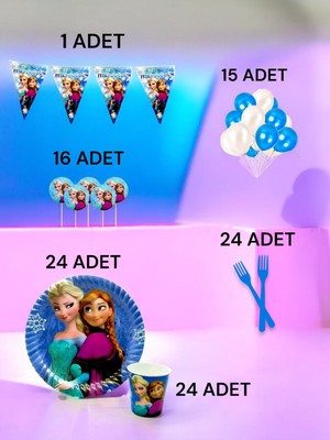 24 Kişilik Frozen Temalı M Paket - Doğum Günü Parti ve Eğlenceli Etkinlikler