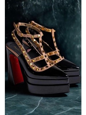 PayBuy Kadın Elegant Ayakkabı Trok Detaylı Çift Platform Yüksek Topuklu Ayakkabı Özel Tasarım Abiye Ayakkabı