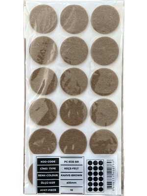 Homdep Nescamusemobilya Masa Sandalye Koltuk Ayağı Kaydırmaz Ses Önleyici Keçe Yapışkanlı 35MM 18 Adet