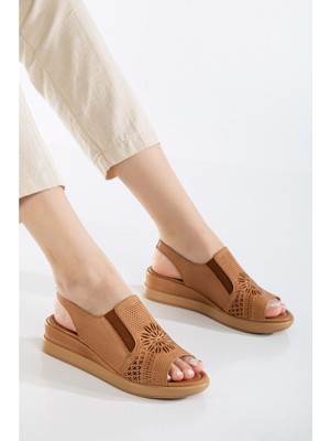 Analin Shoes Kadın  Deri Lastikli Sandalet - Beyaz