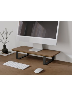 Hatak Doğal Ahşap Monitör Yükseltici Monitor Altlığı Monitör Sehpası Monitör Standı Tek Monitör