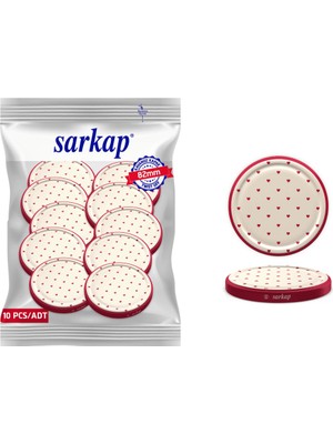 Hijyenik Paketli 10 Adet Kavanoz Kapağı – Kırmızı Kalp Krem – 82 mm