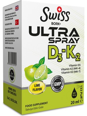 Bork Swiss Natural Swiss Bork D3K2 Sprey Damla 20 ml D3K2 Vitamini Limon Aromalı