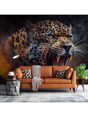 Duvar Kağıdı Baskı Kızgın Leopar