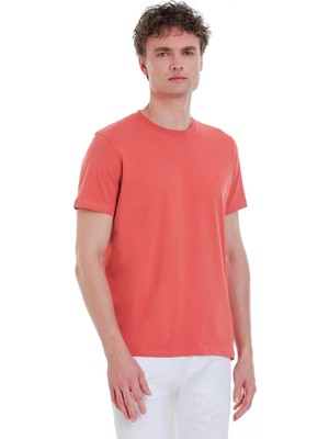 HTML Kiremit Regular Fit Bisiklet Yaka Pamuklu Tişört