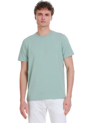 HTML Mavi Regular Fit Bisiklet Yaka Pamuklu Tişört