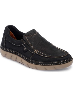 Tergan  Siyah Hakiki Nubuk Deri Erkek Casual Ayakkabı - E24I1AY56686-A64