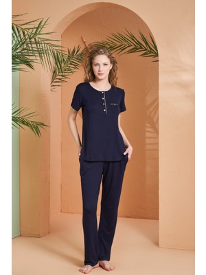  Pjs Kadın Patlı Düğme Pijama Takımı 27068