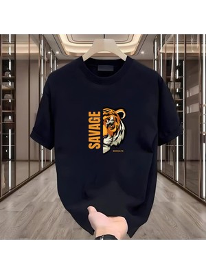 Savage Baskılı Siyah Oversize Erkek Tshirt
