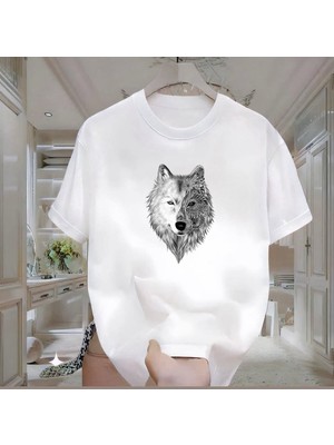 Kurt Baskılı Beyaz Oversize Erkek Tshirt