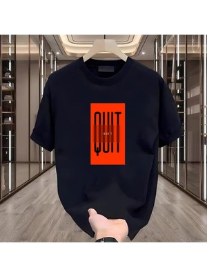 Dont Quit Baskılı Siyah Oversize Erkek Tshirt