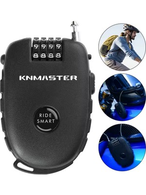 Knmaster HL300 Motosiklet Kaskı Kilidi + Knmaster Karbon Çanta Hediyeli – Esnek Kablo ve Üst Düzey Koruma