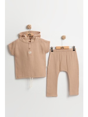 Mini Baray Erkek Bebekler Için %100 Pamuk Kapüşonlu Müslin Body Takım 9-12-18 Ay - Rahat ve Şık