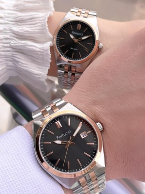 Ferrucci Çelik Kordon 3 Atm Suya Dayanıklı 2 Yıl Garantili Çiftlere Özel Kadın&erkek Kol Saati Cf.x1