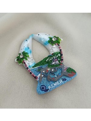 Magnet Yunus Balıklı Taşlı Palmiye Mıknatıslı Buzdolabı Süsü Nazar Göz Boncuklu Türkiye Kemer Yazılı