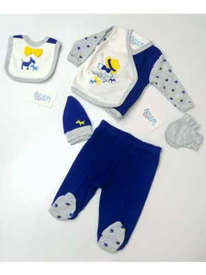 Köpüş Desen Papyonlu Mavi 5'li Hastane Çıkışı 0-3 Ay