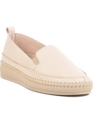 Bej  Deri Kadın Günlük Ayakkabı F-7010 Z